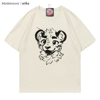 MODAKAWA X atka Cheeky Tiger Face Graphic T-shirt - Beige - 5XL - image 1