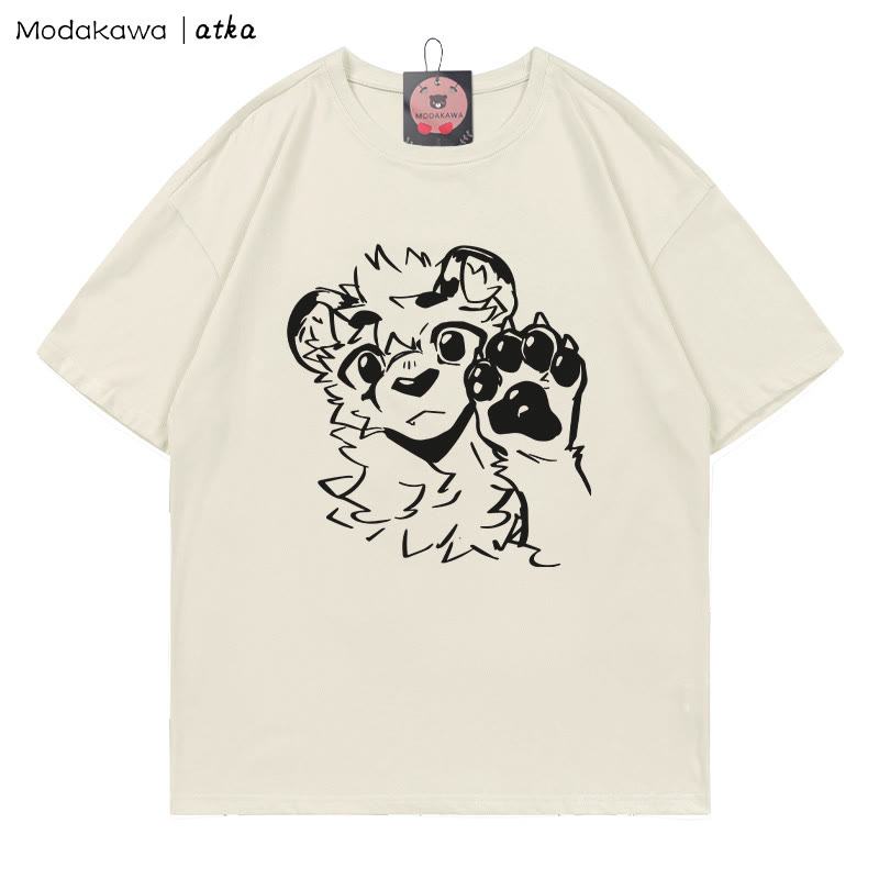 MODAKAWA X atka Tiger Paw Wave Graphic T-shirt - Beige - 5XL - image 1