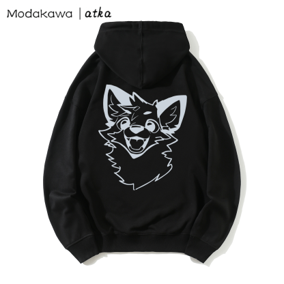 MODAKAWA X atka Fox Print Loose Cotton-Blend Hoodie - Black - 5XL - image 2