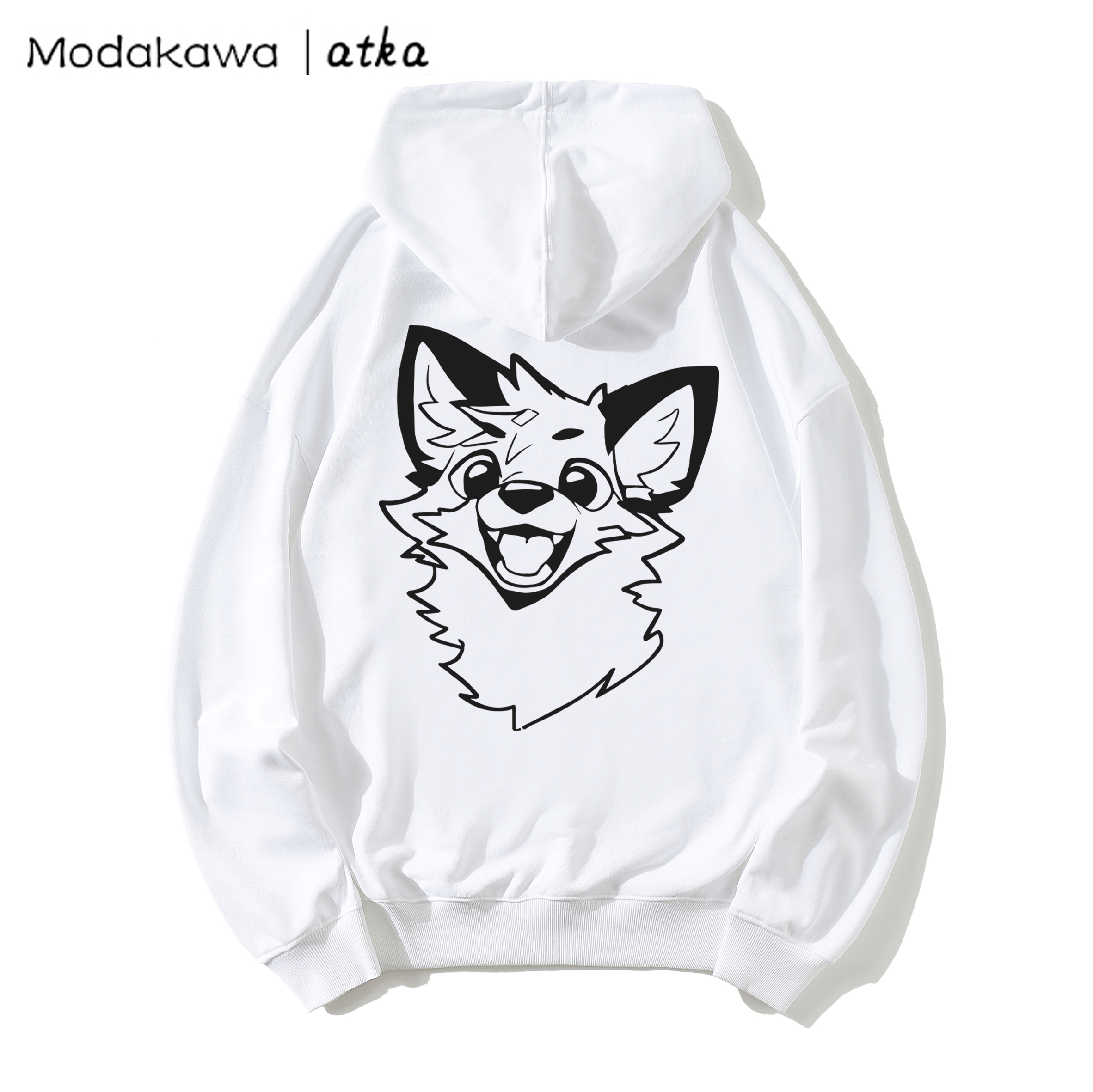 MODAKAWA X atka Fox Print Loose Cotton-Blend Hoodie - White - 5XL - image 3