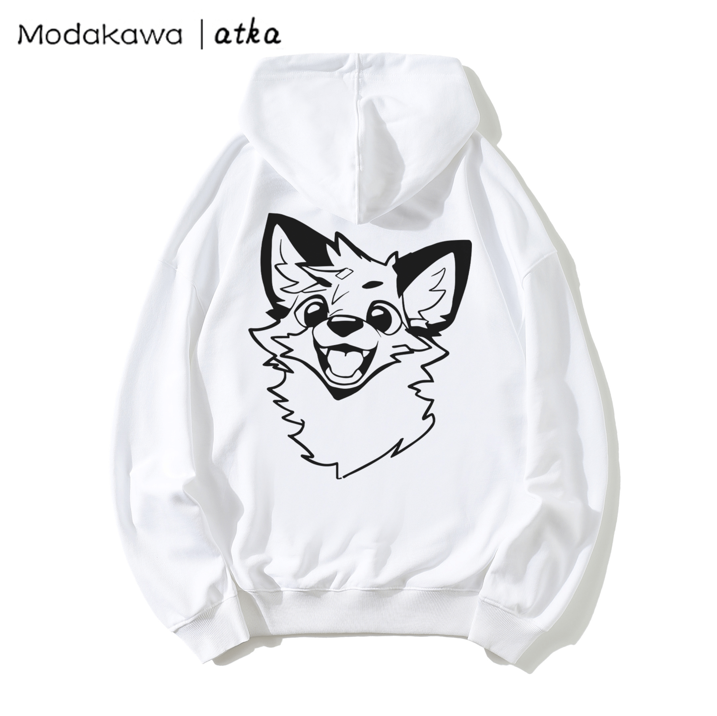 MODAKAWA X atka Fox Print Loose Cotton-Blend Hoodie - White - 5XL - image 3