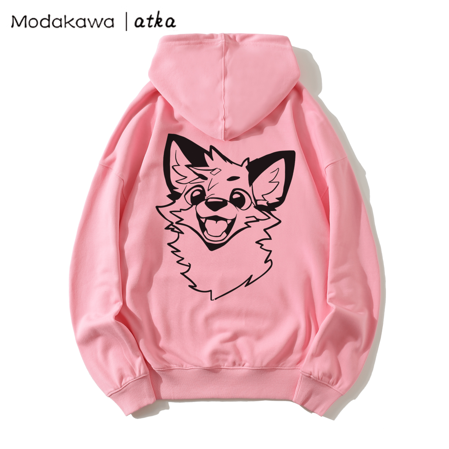 MODAKAWA X atka Fox Print Loose Cotton-Blend Hoodie - Pink - 5XL - image 8
