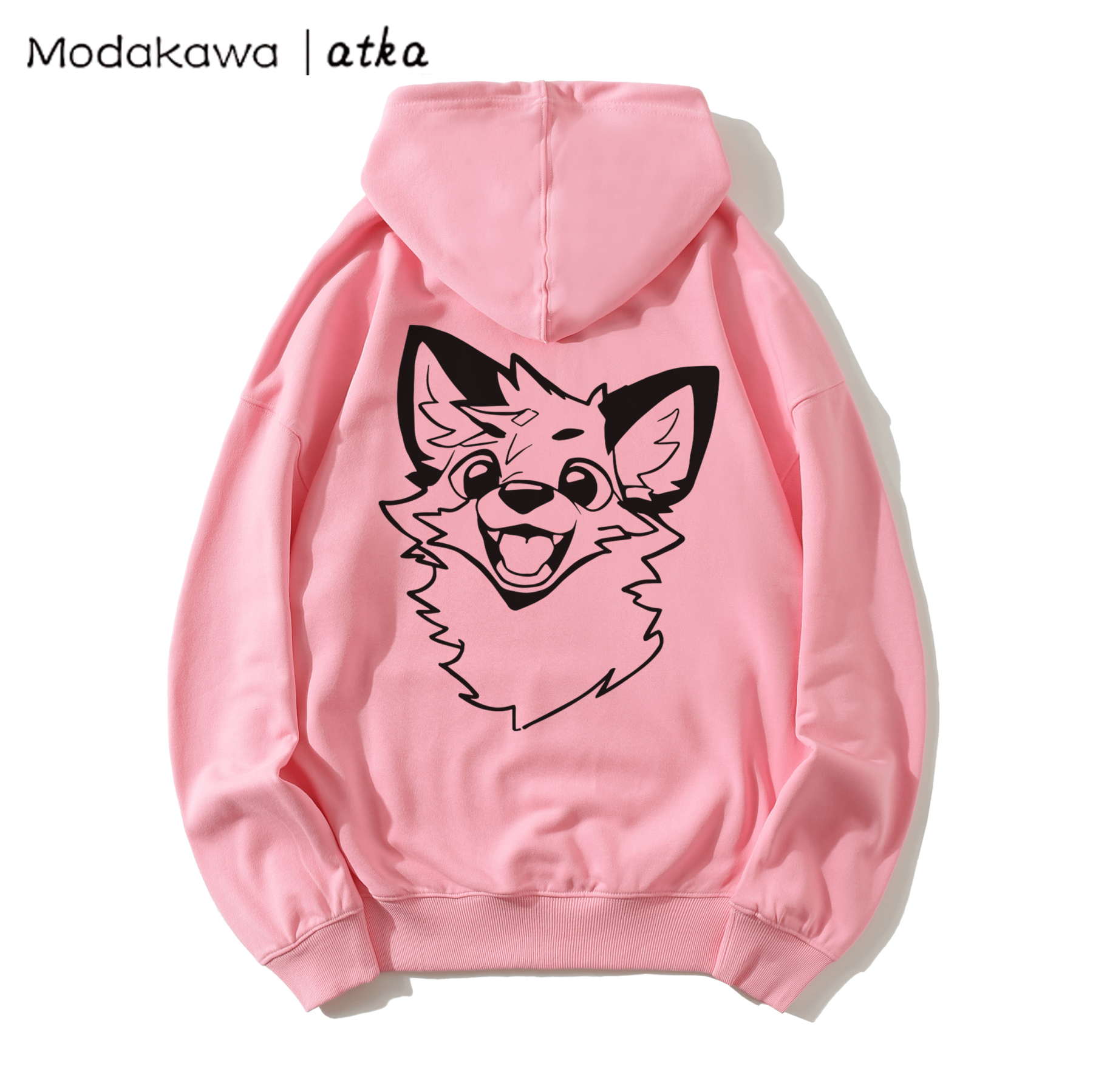 MODAKAWA X atka Fox Print Loose Cotton-Blend Hoodie - Pink - 5XL - image 8