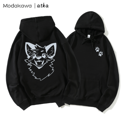 MODAKAWA X atka Fox Print Loose Cotton-Blend Hoodie - image 1