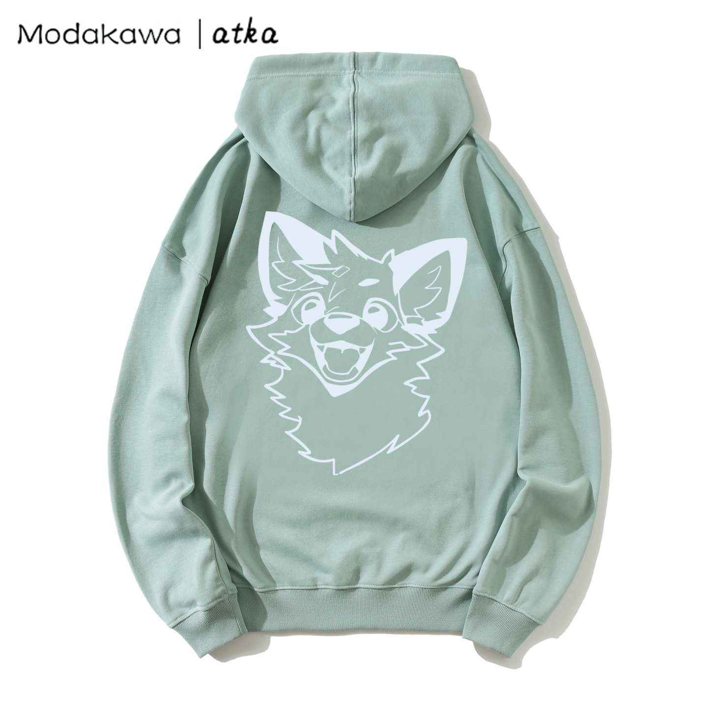 MODAKAWA X atka Fox Print Loose Cotton-Blend Hoodie - Green - 5XL - image 4