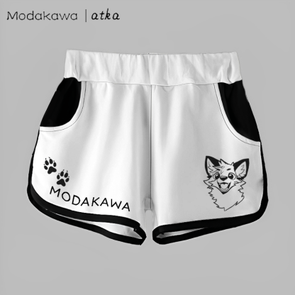 MODAKAWA X atka Fox Print Casual Shorts - White - 5XL - image 3