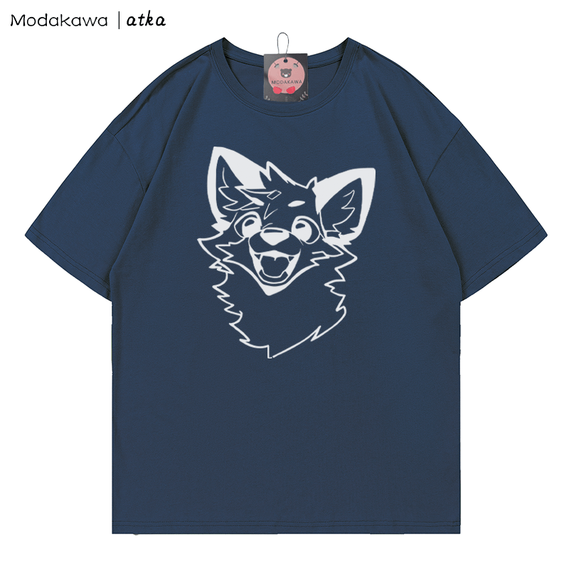 MODAKAWA X atka Fox Print T-shirt - Purplish Blue - 5XL - image 4