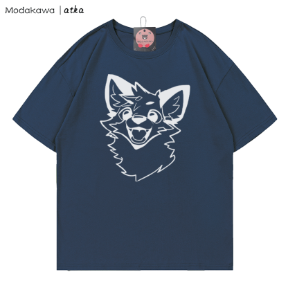 MODAKAWA X atka Fox Print T-shirt - Purplish Blue - 5XL - image 4