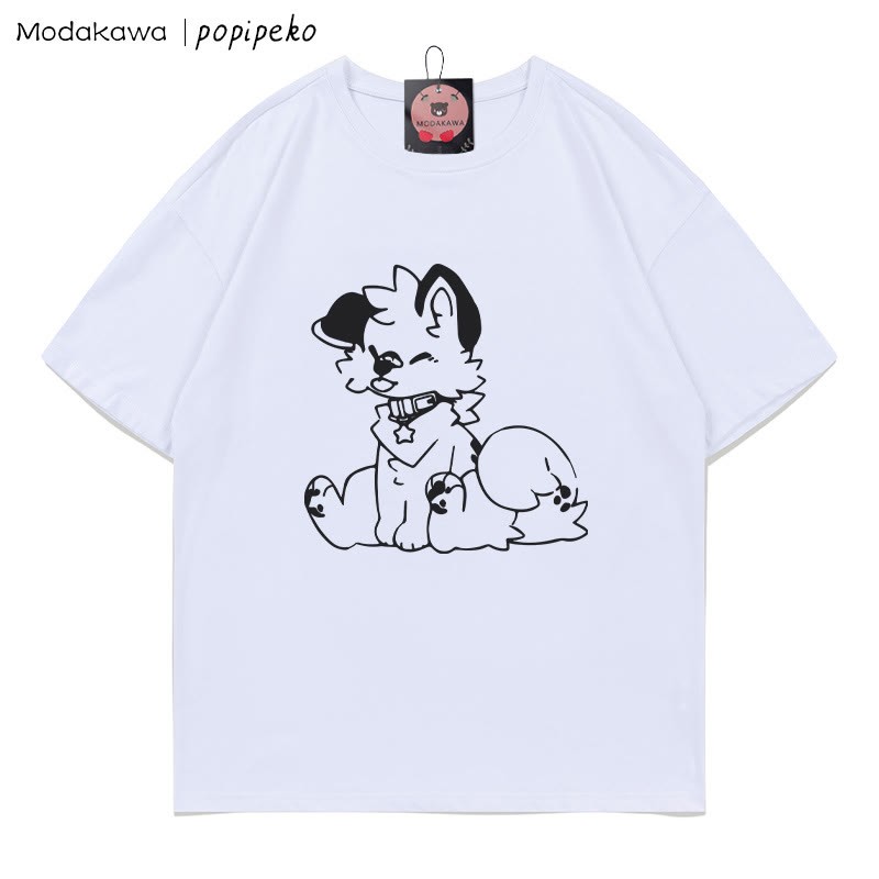 MODAKAWA X popipeko Puppy Print T-shirt - White - 5XL - image 3