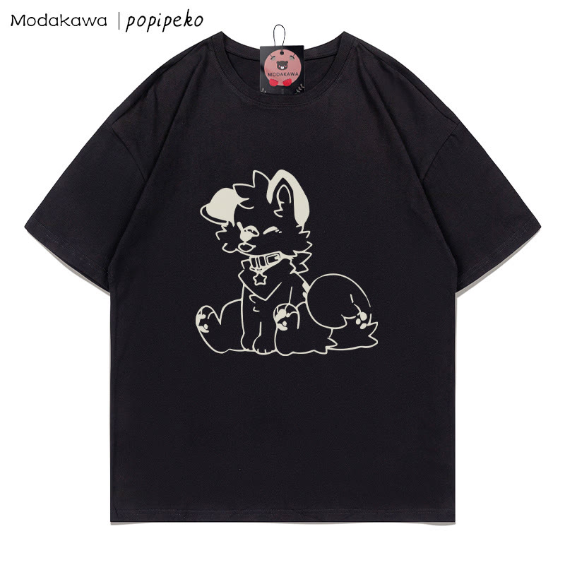 MODAKAWA X popipeko Puppy Print T-shirt - Black - 5XL - image 2