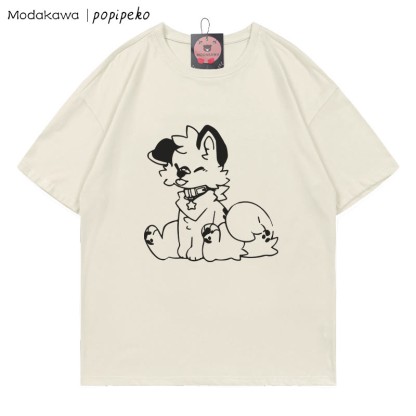 MODAKAWA X popipeko Puppy Print T-shirt - Beige - 5XL - image 1
