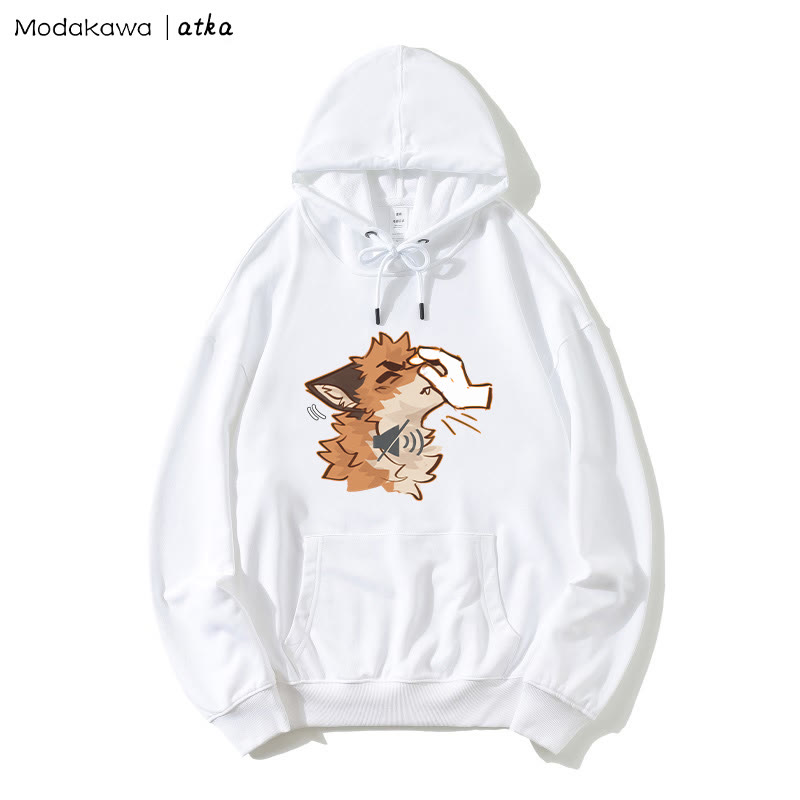 MODAKAWA X atka "Shhh" Fox Graphic Cotton-Blend Hoodie - White - 5XL - image 3