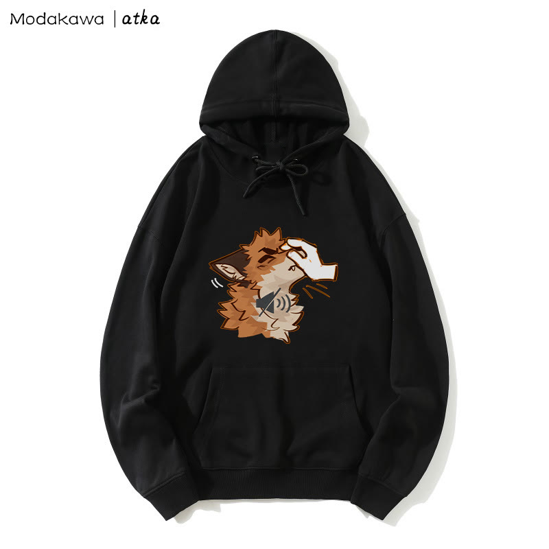 MODAKAWA X atka "Shhh" Fox Graphic Cotton-Blend Hoodie - Black - 5XL - image 1