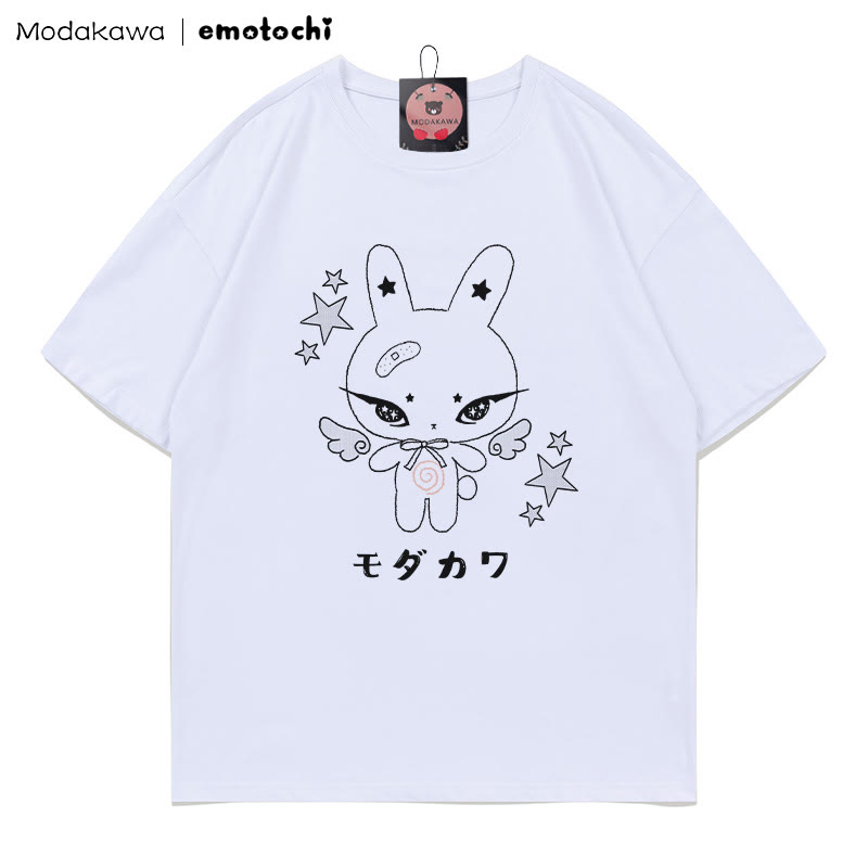 MODAKAWA X emotochi Bunny Star Print T-shirt - White - 5XL - image 1