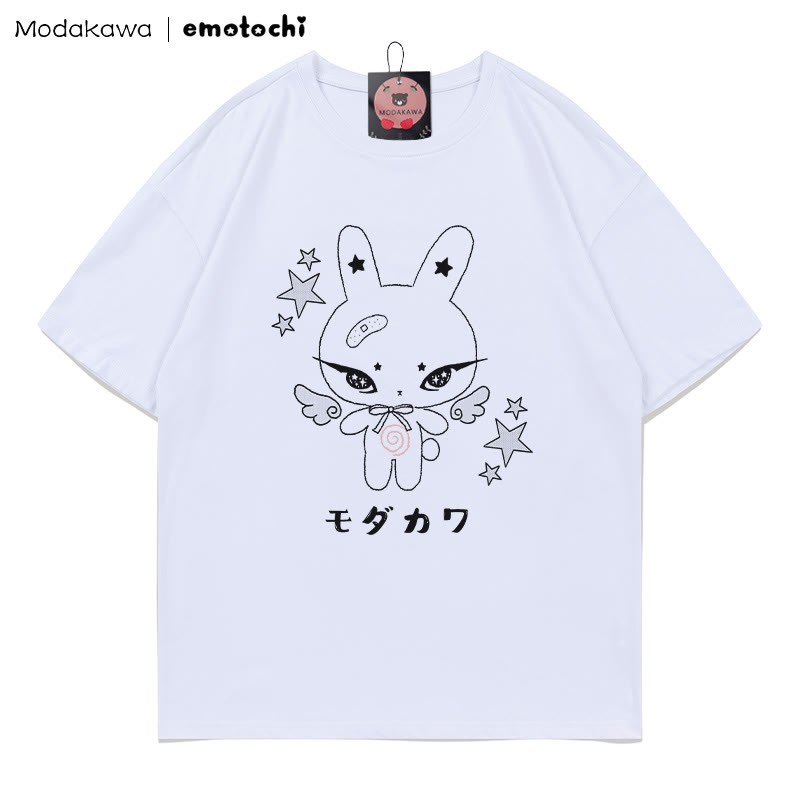 MODAKAWA X emotochi Bunny Star Print T-shirt - White - 5XL - image 1