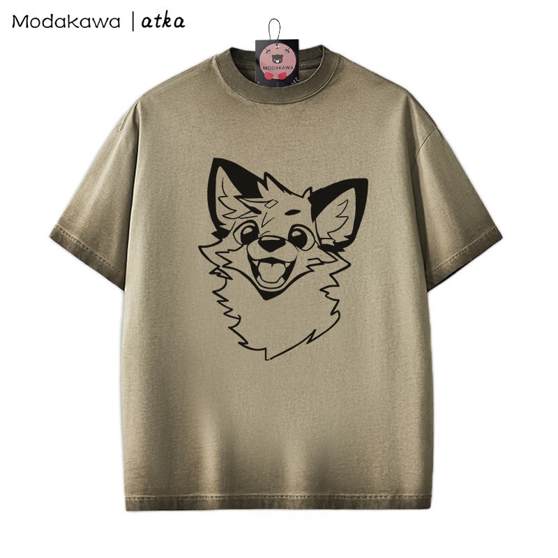 MODAKAWA X atka Fox Graphic Unisex Vintage Washed T-Shirt - Brown - 2XL - image 2