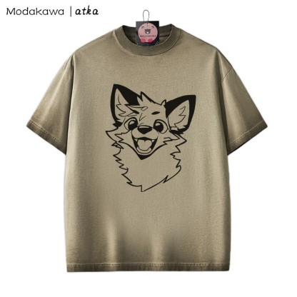 MODAKAWA X atka Fox Graphic Unisex Vintage Washed T-Shirt - Brown - 2XL - image 2