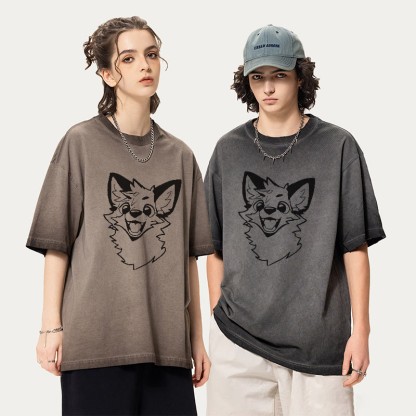MODAKAWA X atka Fox Graphic Unisex Vintage Washed T-Shirt - image 1