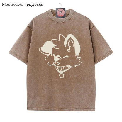 MODAKAWA X popipeko Puppy Print Washed T-Shirt - Brown - 5XL - image 1
