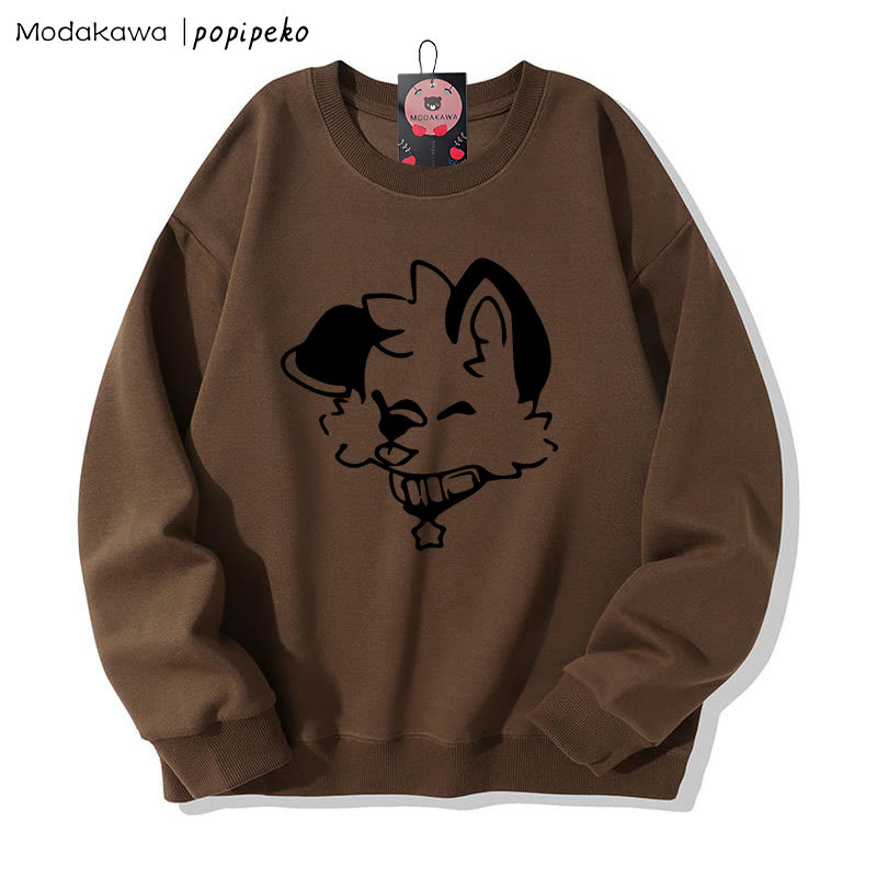 MODAKAWA X popipeko Puppy Print Round Collar Sweatshirt - Brown B - 5XL - image 6