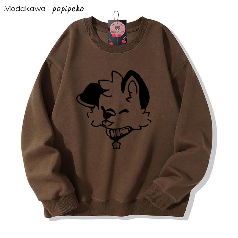 MODAKAWA X popipeko Puppy Print Round Collar Sweatshirt - Brown B - 5XL - image 6