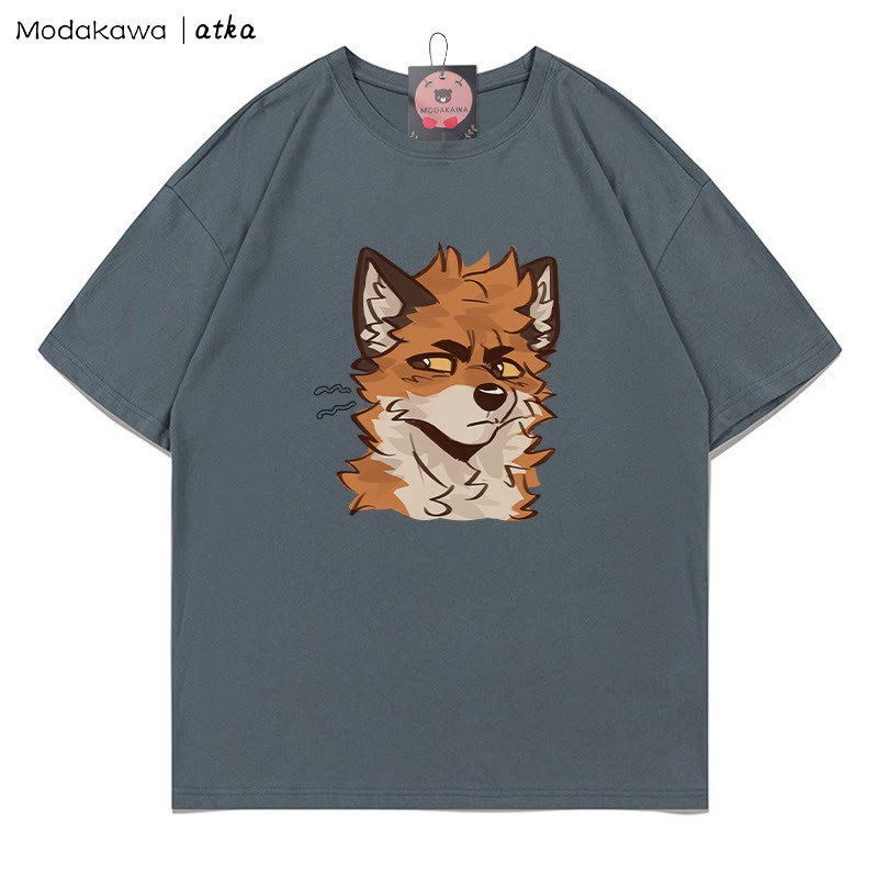 MODAKAWA X atka Cheeky Fox Face Graphic T-shirt - Grey - 5XL - image 1
