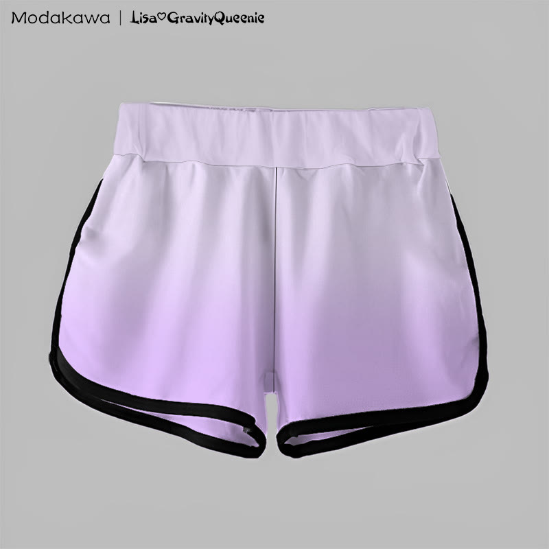Gradient Cake Feather Graphic MODAKAWA Shorts - image 2