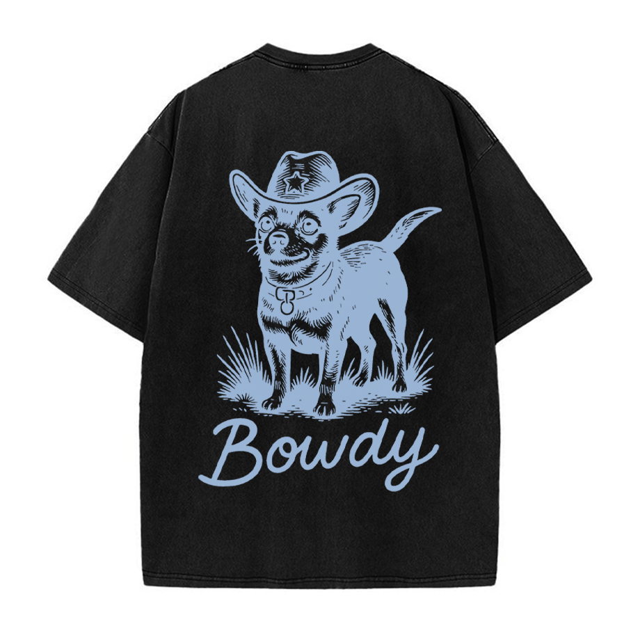 Cowboy Dog Graphic Unisex Vintage Washed T-shirt - Black - 5XL - image 4