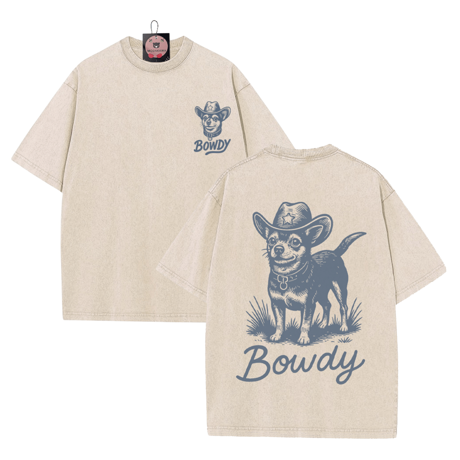Cowboy Dog Graphic Unisex Vintage Washed T-shirt - image 1