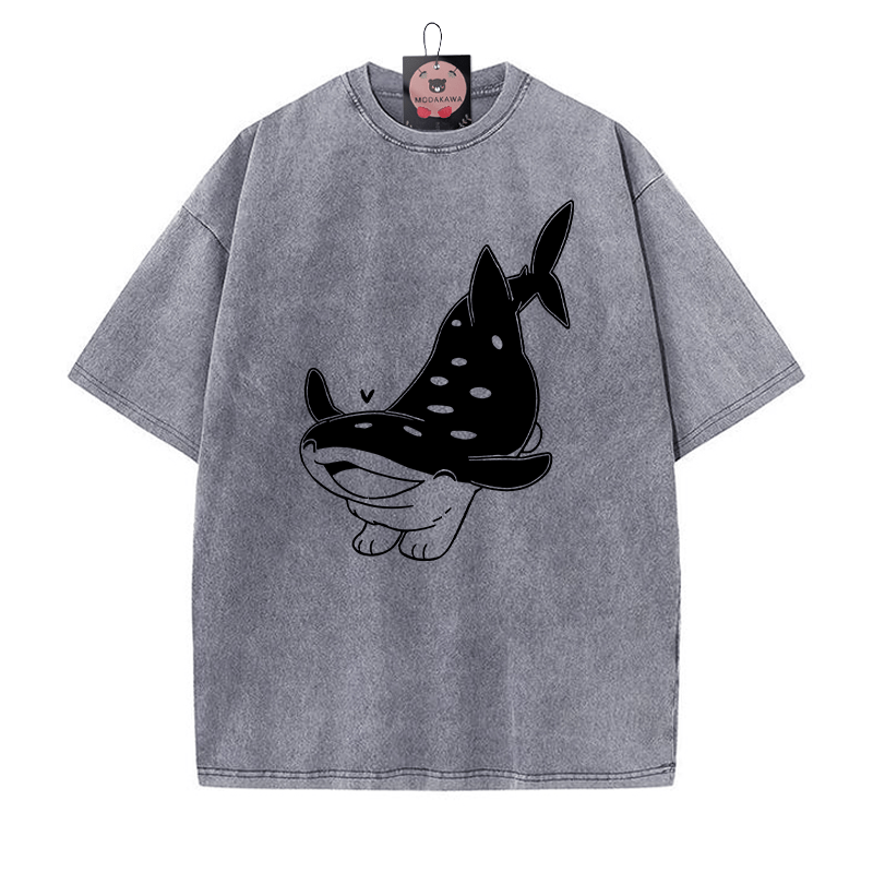 Cheerful Pupfish Graphic Unisex Vintage Washed T-shirt - Grey - 5XL - image 1