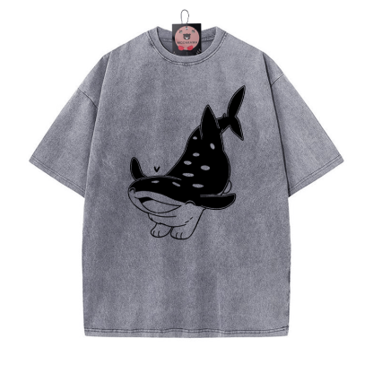 Cheerful Pupfish Graphic Unisex Vintage Washed T-shirt - Grey - 5XL - image 1