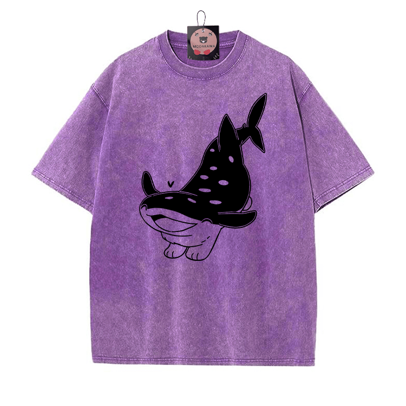 Cheerful Pupfish Graphic Unisex Vintage Washed T-shirt - Purple - 5XL - image 4