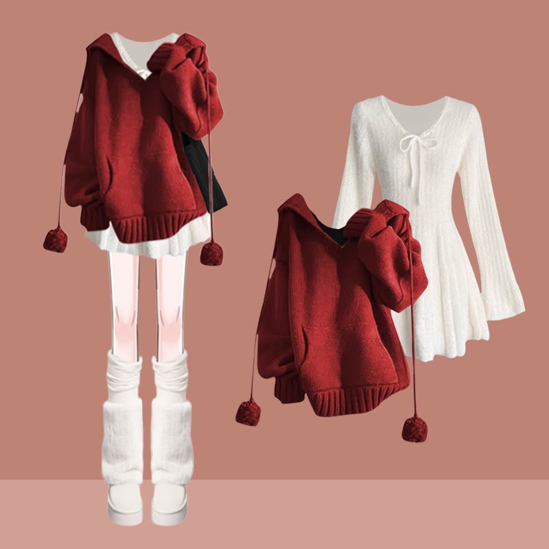 Pocket Sweater Knit Dress Two Pieces Set - Set B - XL - image 2