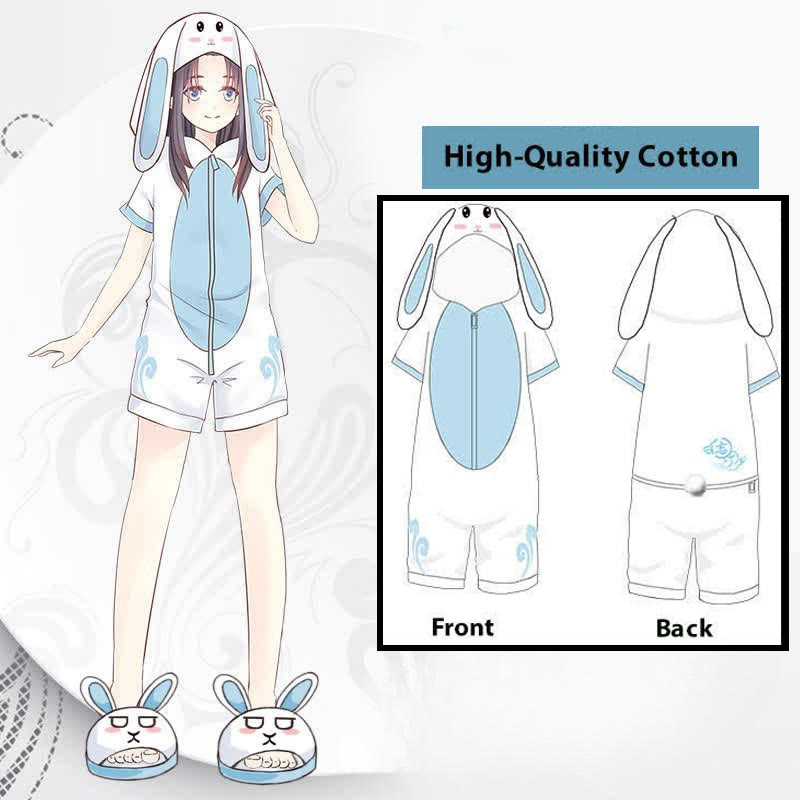 Cute Cartoon One-Piece Jumpsuit Pajamas With Slippers - C - 2XL - image 3