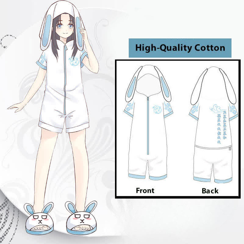 Cute Cartoon One-Piece Jumpsuit Pajamas With Slippers - B - 2XL - image 2
