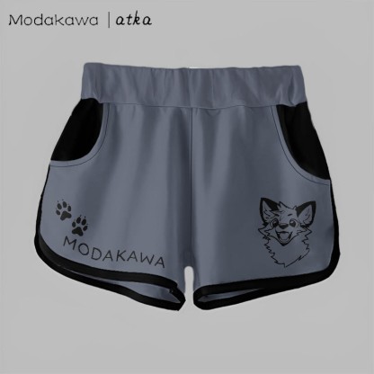MODAKAWA X atka Fox Print Casual Shorts - Grey - 5XL - image 5