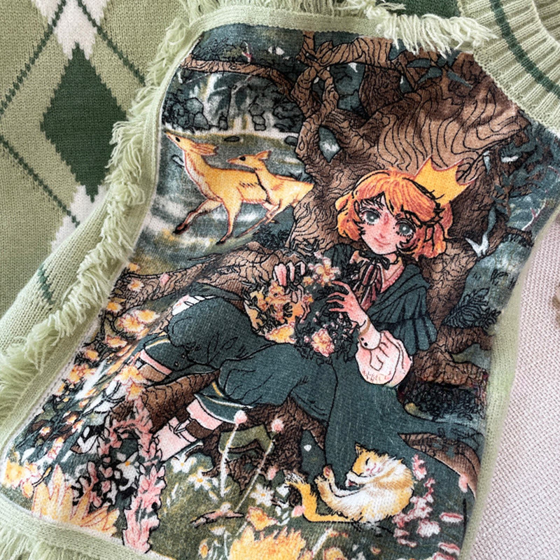 V-neck Color Block Tassel Knit Vest - image 5