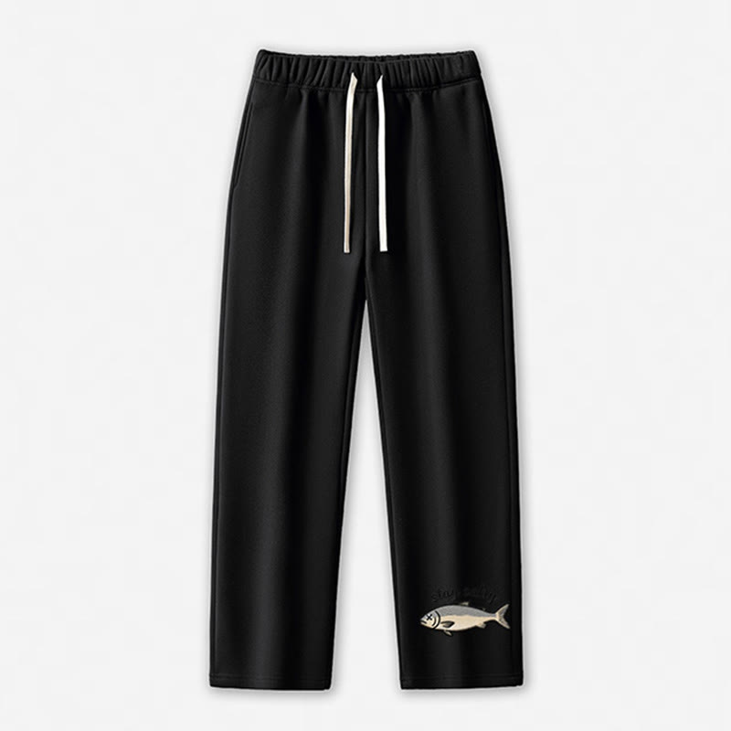 STAY SALTY Dead Fish Graphic Casual Pants - Black - 5XL - image 10