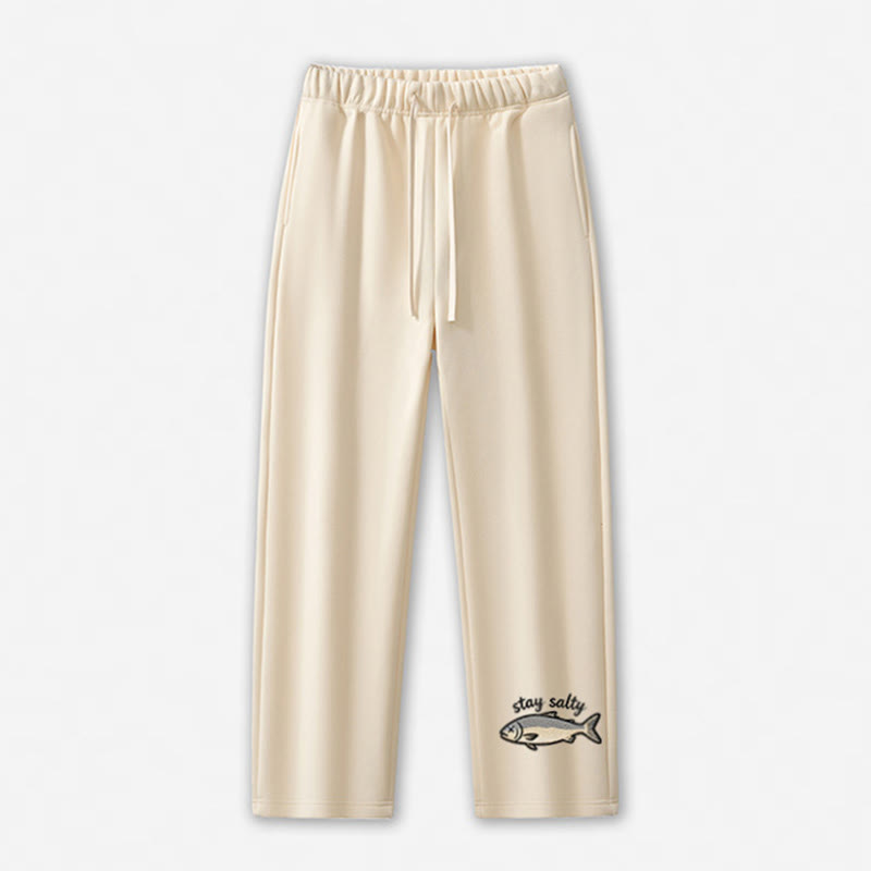 STAY SALTY Dead Fish Graphic Casual Pants - Apricot - 5XL - image 5