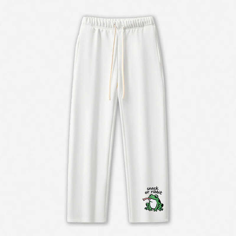 SNACK OR RIBBIT Frog Graphic Casual Pants - White - 5XL - image 7