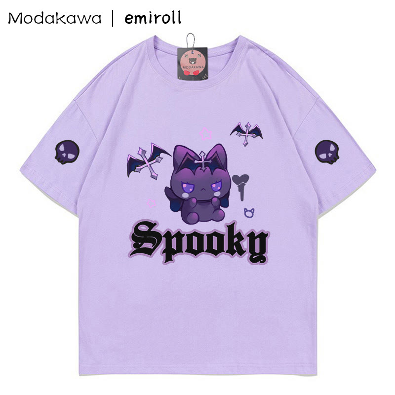 MODAKAWA X emiroll Devil Kitty Print T-shirt - Purple - 5XL - image 2