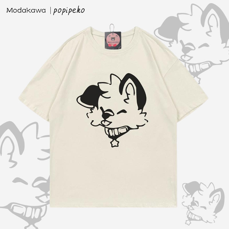 MODAKAWA X popipeko Puppy Print T-shirt - Beige - 5XL - image 1
