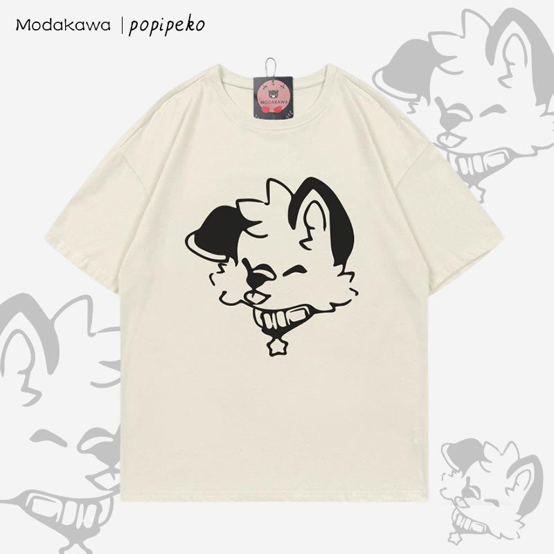 MODAKAWA X popipeko Puppy Print T-shirt - Beige - 5XL - image 1