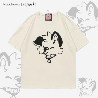 MODAKAWA X popipeko Puppy Print T-shirt - Beige - 5XL - image 1
