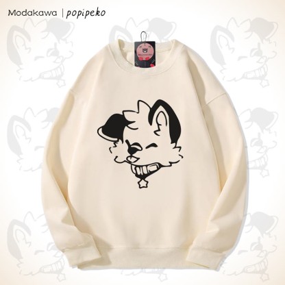 MODAKAWA X popipeko Puppy Print Round Collar Sweatshirt - Apricot A - 5XL - image 1