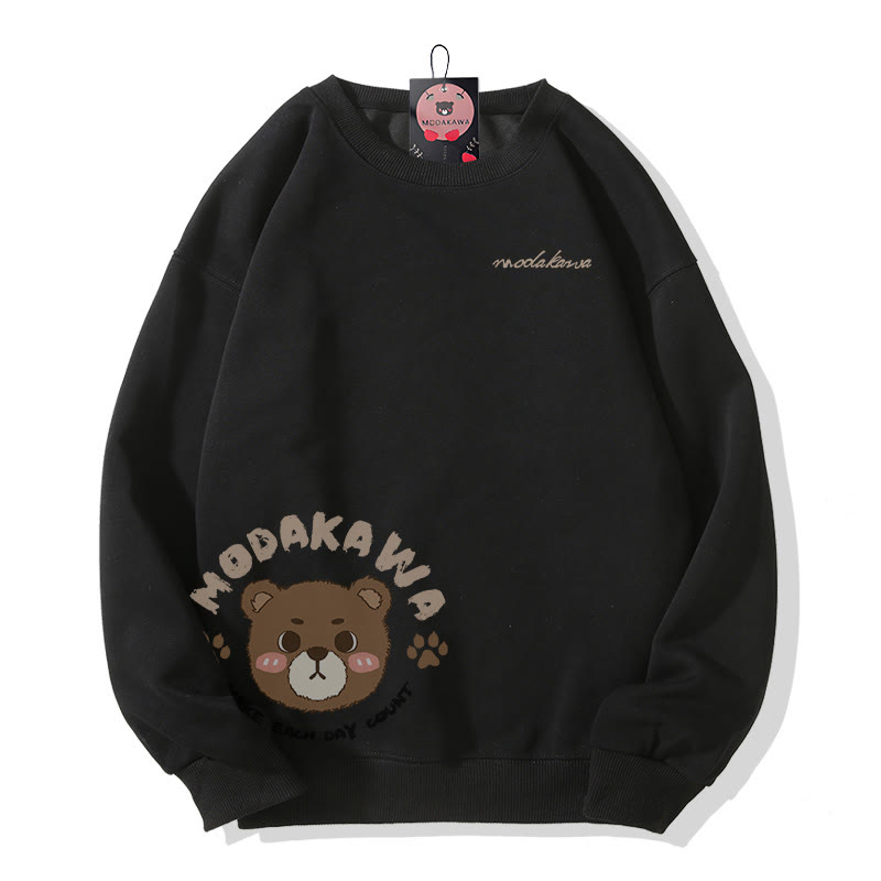 MODAKAWA Cute Bear Graphic Unisex Streetwear Sweatshirt - Black - 5XL - image 4