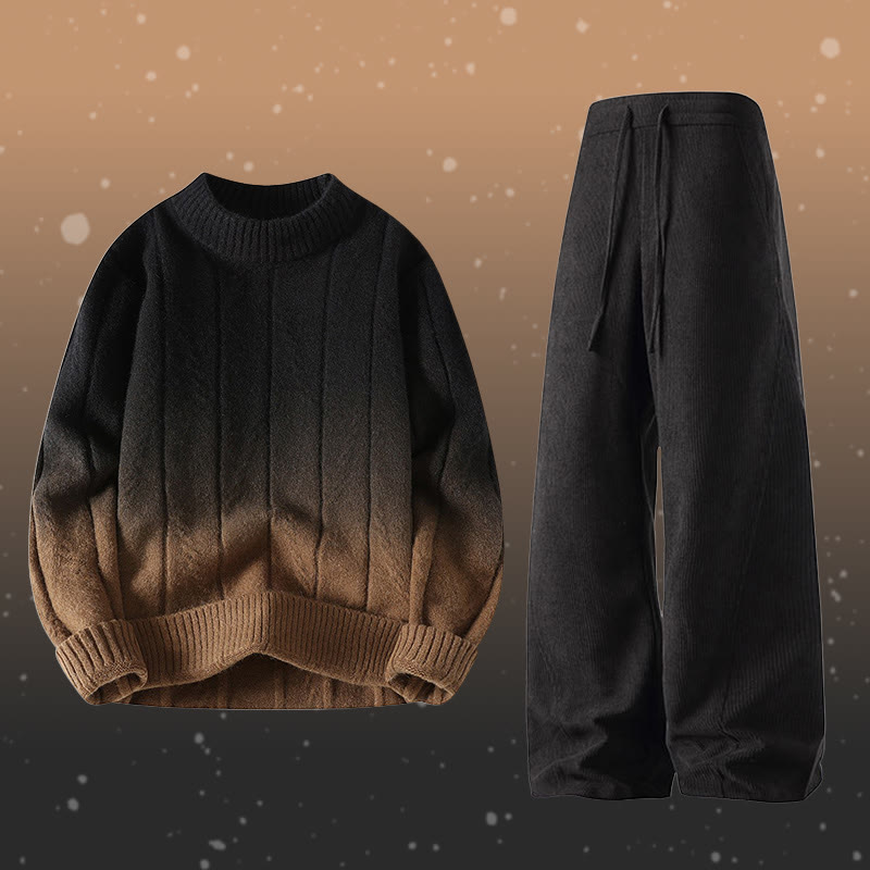 Gradient Knit Sweater Pocket Pants Two Pieces - Set C - 4XL - image 3