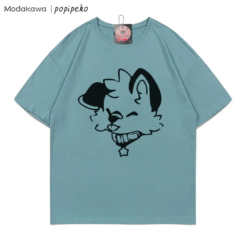 MODAKAWA X popipeko Puppy Print T-shirt - Teal - 5XL - image 5