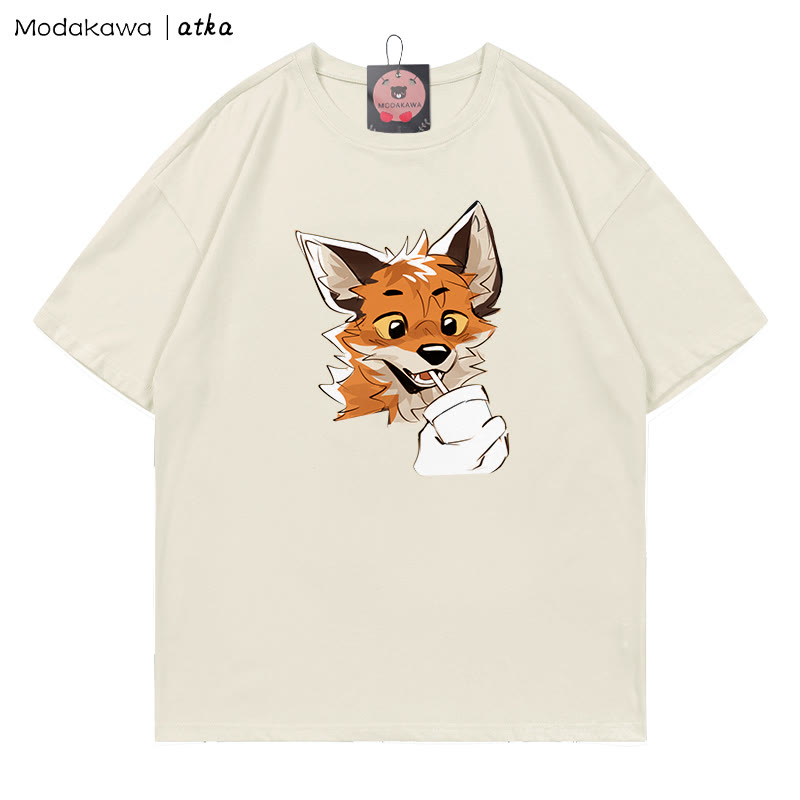 MODAKAWA X atka Fox Print T-shirt - Beige - 5XL - image 1