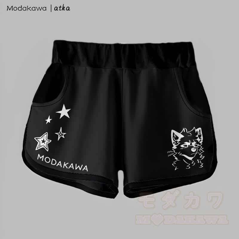 MODAKAWA X atka Gradient Cheeky Fox Graphic Shorts - Black - 5XL - image 7